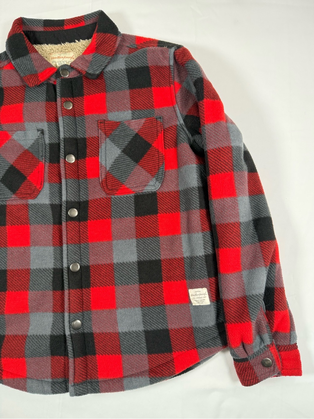 WEATHERPROOF Boys Sherpa Lined Buffalo Plaid Jacket M 10-12‎ Lumberjack Shacket